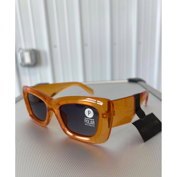 Kreedom Polarized Sunglasses Orange Frame UV Protection Fashion Eyewear Chic NEW - Picture 2 of 6